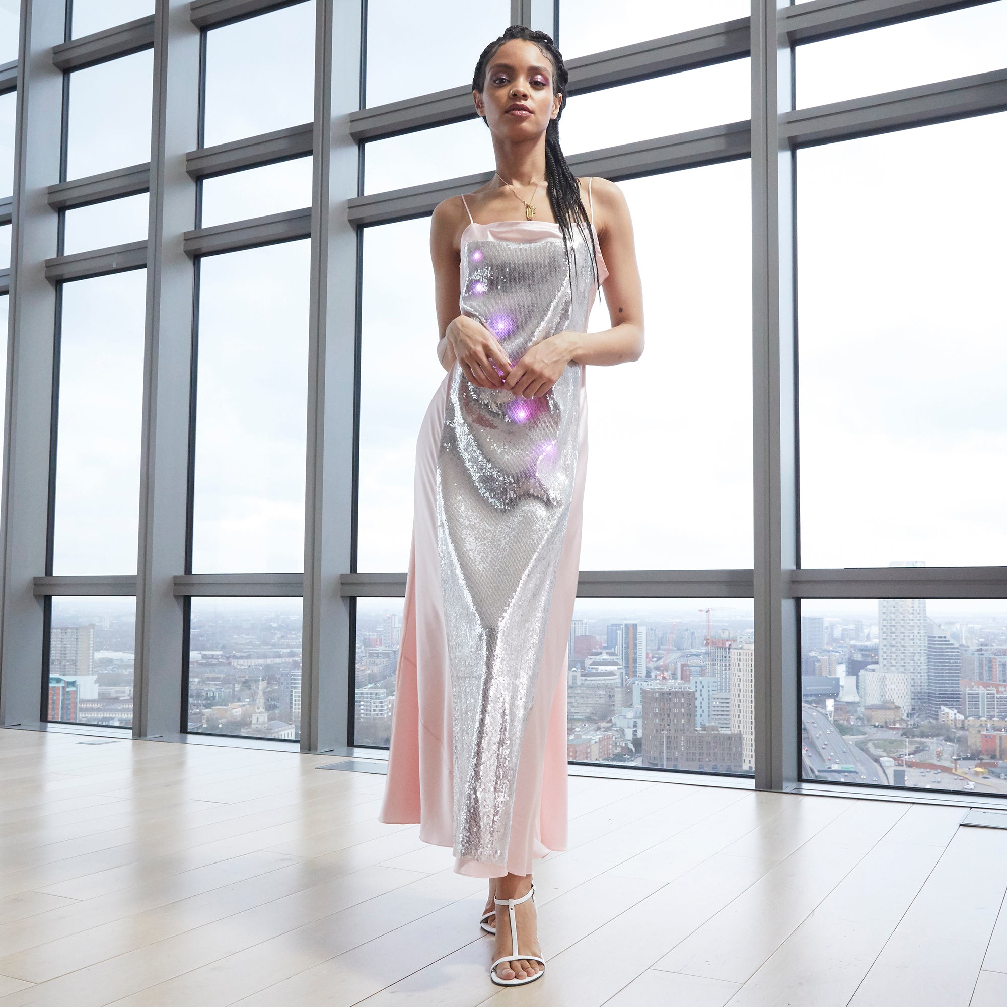 Silver Twirkle Slip Dress